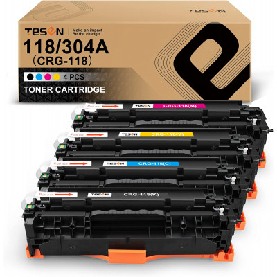 TESEN Canon 118 CRG-118 304A Remanufactured Toner Cartridge 4 Color Set